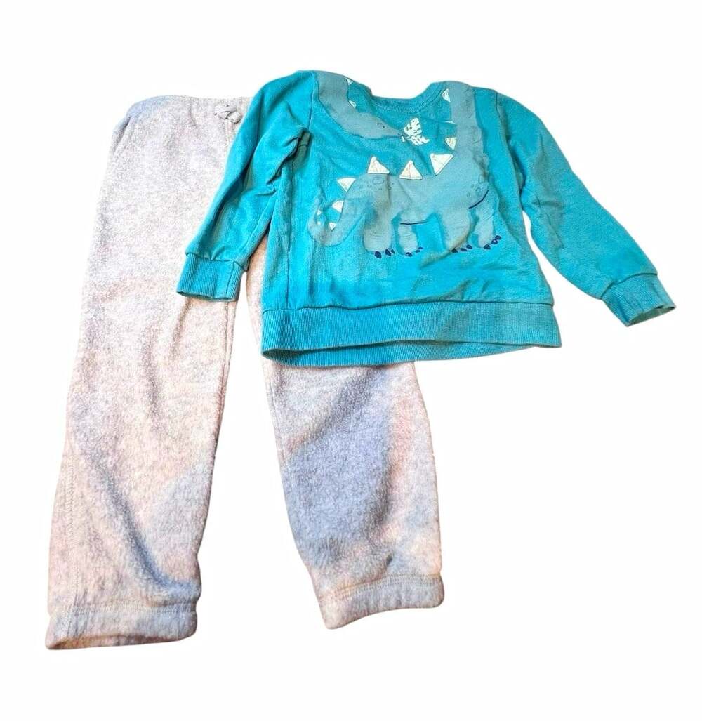 Carter's 3T 2pc Fleece Sweatshirt & Pants Set Blue/Gray Bear Graphic Print